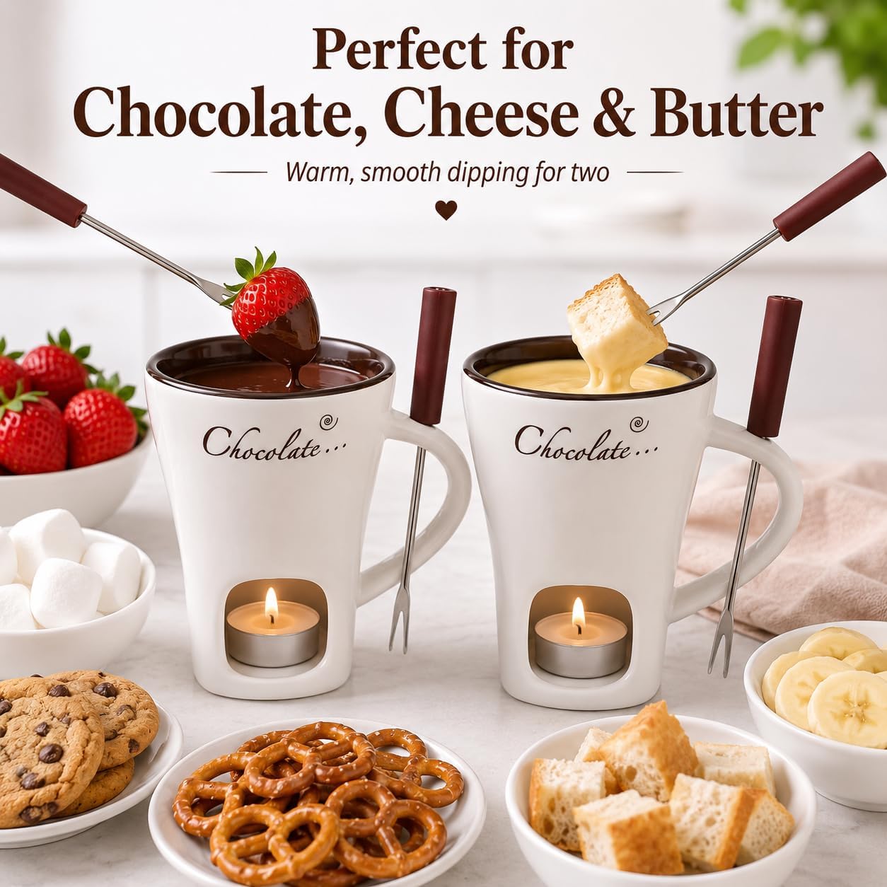 Fondue Pot Ceramic - Tazza in Ceramica per Fonduta con