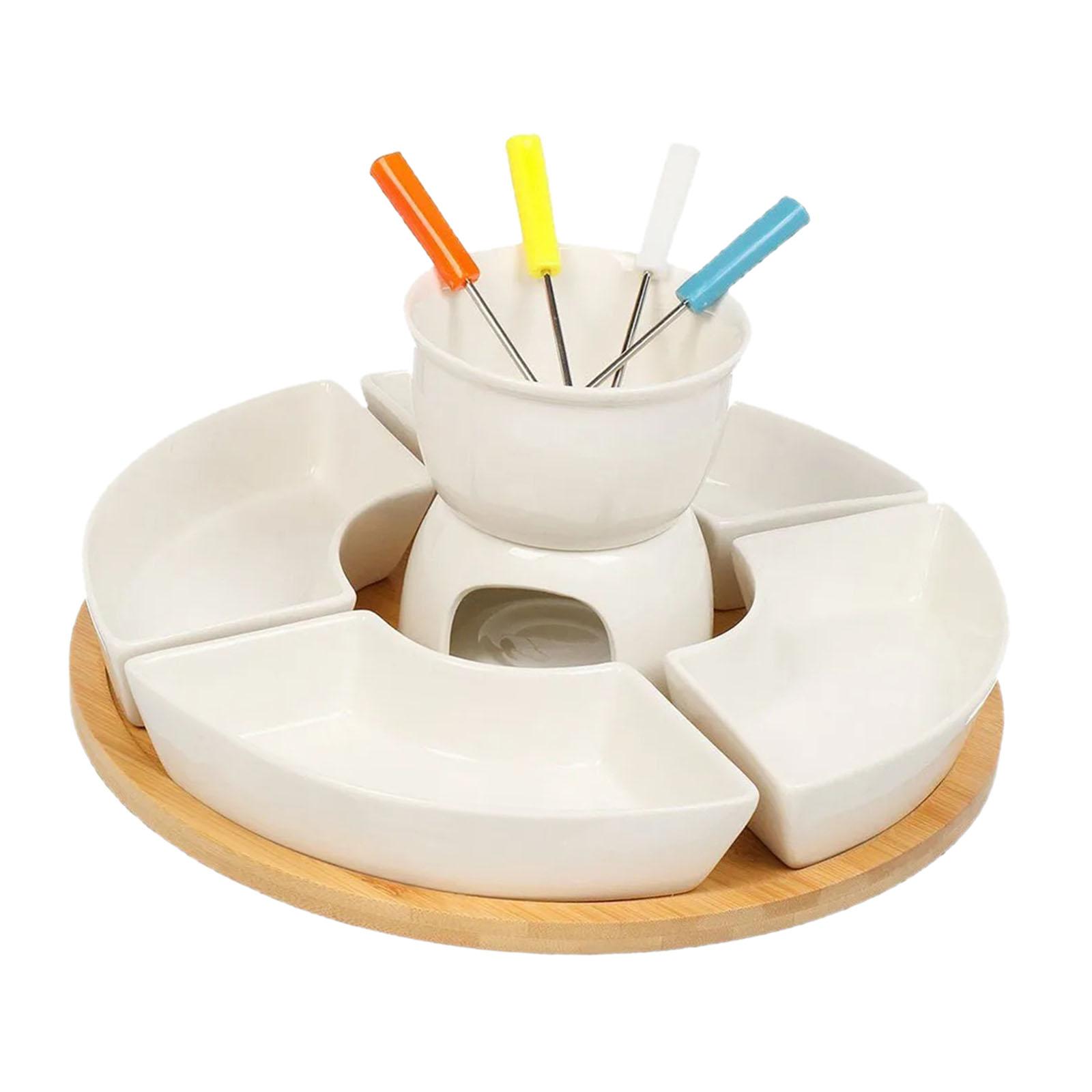 Fondue Pot Ceramic - Set Fondue con Pentola per Sciogliere,
