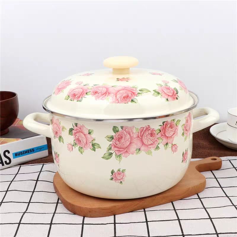 Fondue Pot Ceramic - Addensato 16-24cm elegante casseruola smaltata rosa