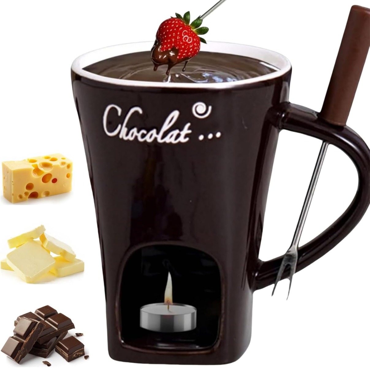 Fondue Pot Ceramic - Tazza Multifunzione in Ceramica per Fonduta